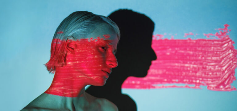 beauty portrait of androgynous woman with abstract AG3YEWN