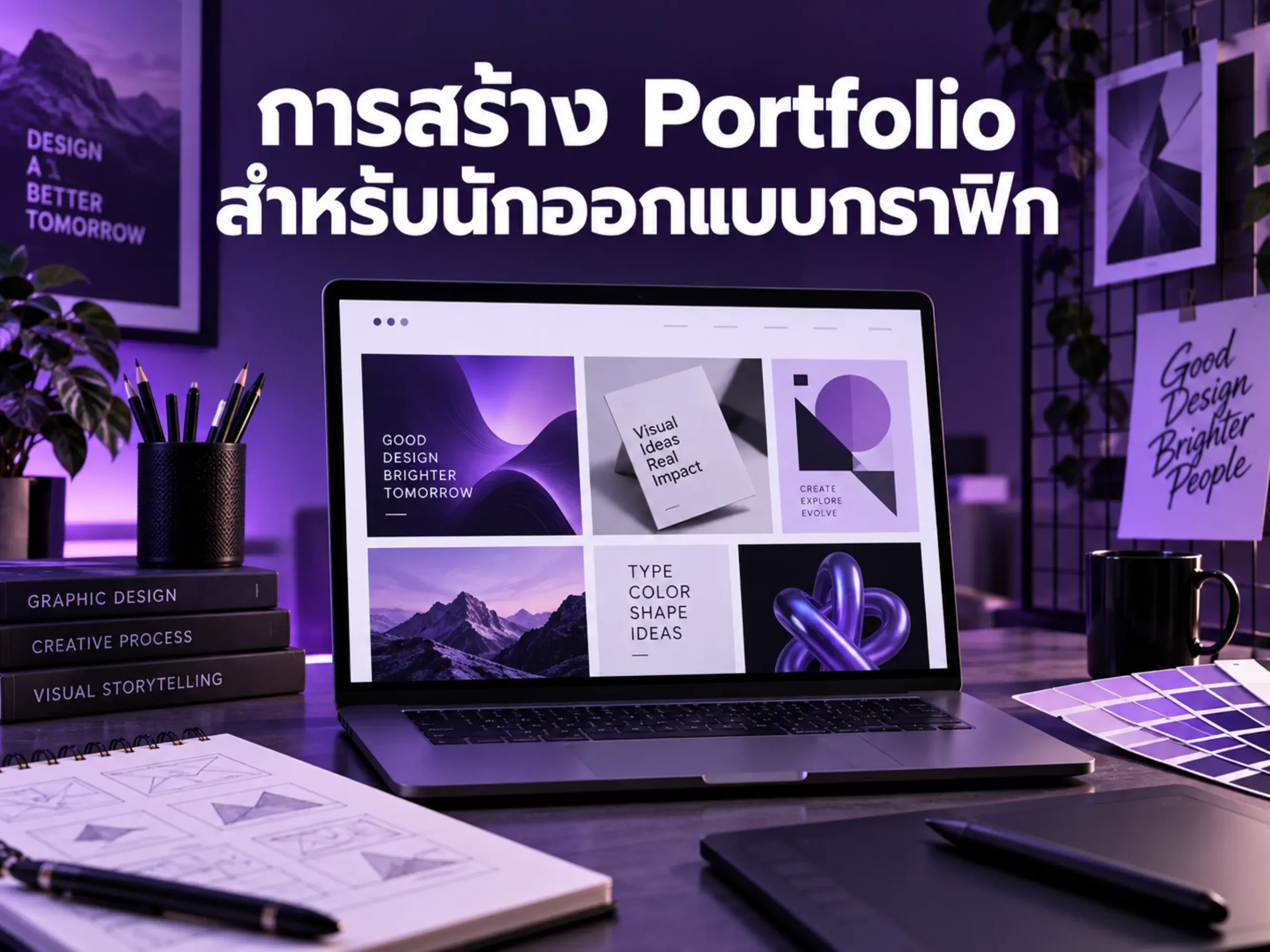 การสร้าง Portfolio สำหรับนักออกแบบกราฟิก คู่มือฉบับสมบูรณ์ 1 1403 graphic designer portfolio Horizontal