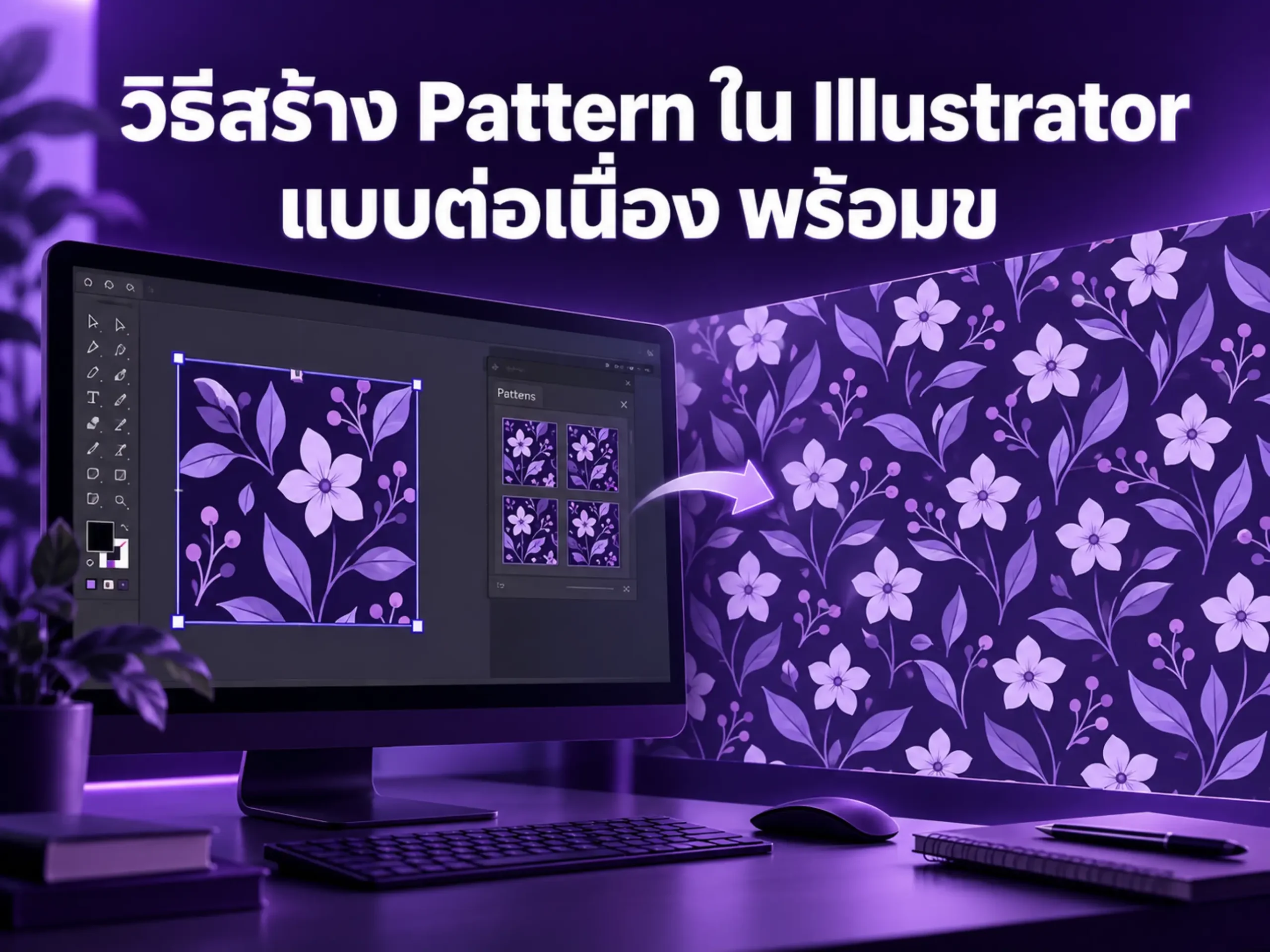 วิธีสร้าง Pattern ใน Illustrator แบบต่อเนื่อง พร้อมขั้นตอน Export ไฟล์ 1 1409 create pattern illustrator Horizontal