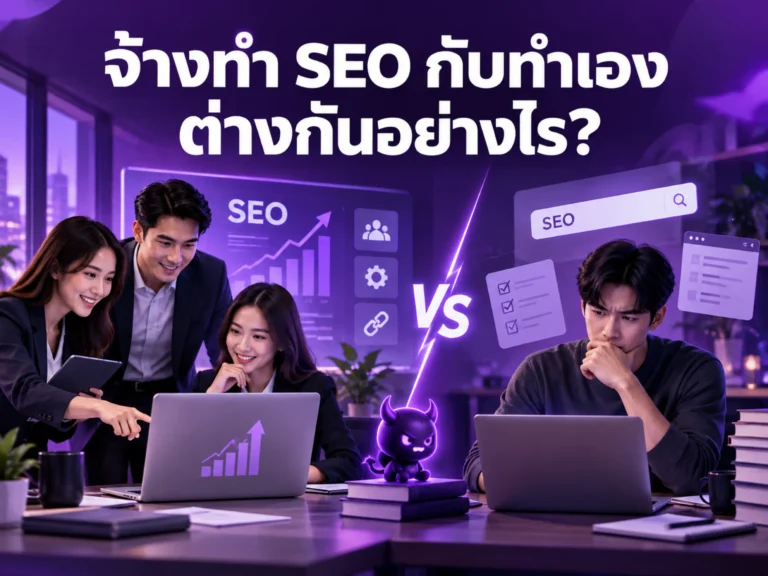 จ้างทำ SEO กับทำเองต่างกันอย่างไร? แบบไหนเหมาะกับธุรกิจและคุ้มค่ากว่ากัน? 10 7894 hire seo vs do it yourself Horizontal